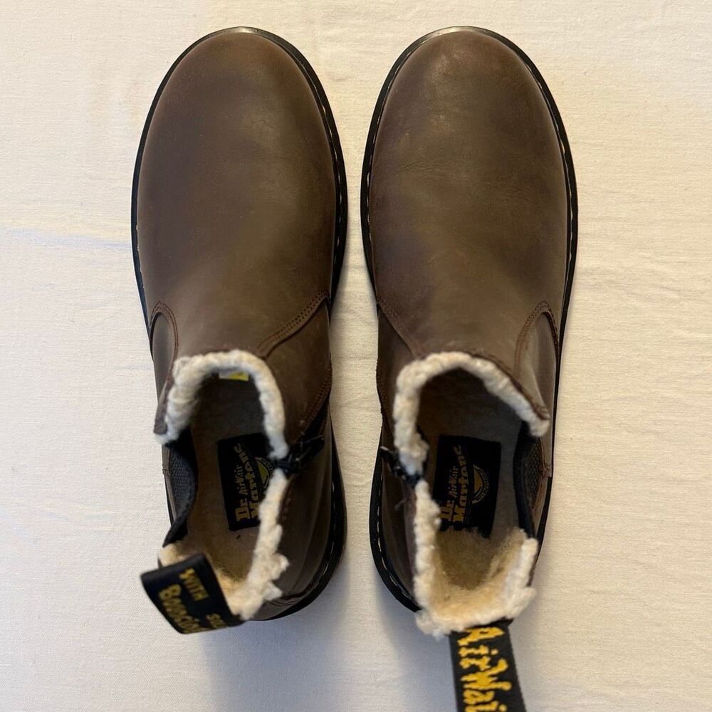 Dr. Martens | 2976 Leonore Brown Leather Faux Fur Chelsea Boots | Women’s 7 - Picture 7 of 13